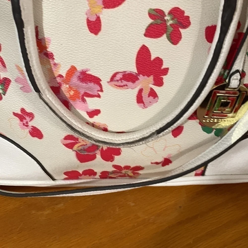 Liz, Claiborne, floral and white satchel